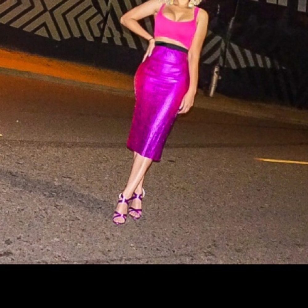 Zara Midi Metallic Skirt-L